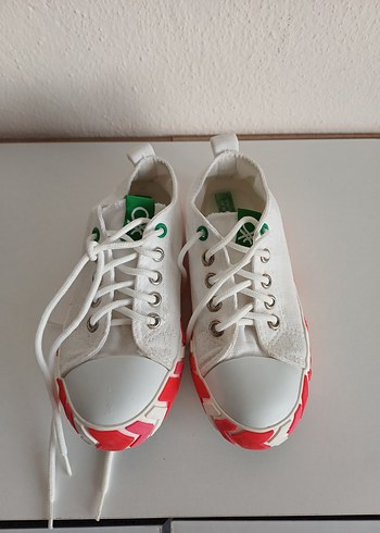 Benetton Beyaz Renkli Bağcıklı çocuk Spor Ayakkabı - Görsel 4