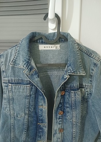 Düğmeli crop Mavi Denim Kadın Ceket - Görsel 4