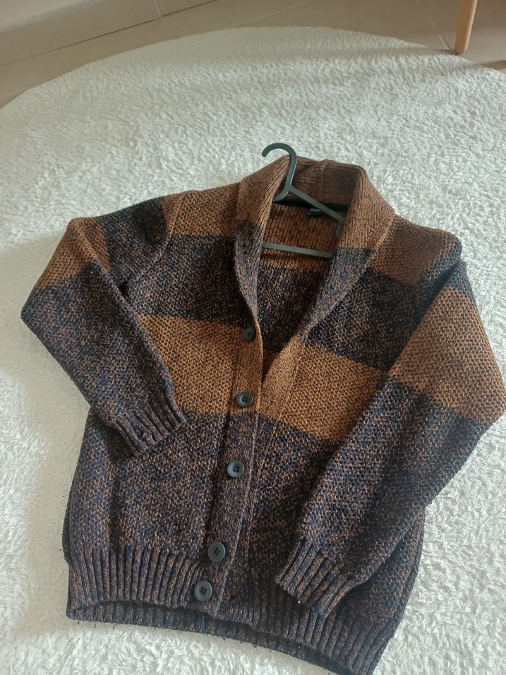 Erkek Kahverengi Örgü Hırka - Görsel 4