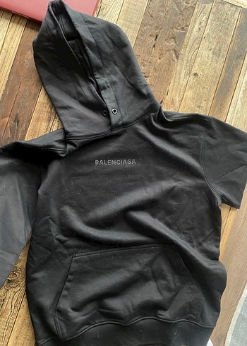 Balenciaga Siyah Kapüşonlu Sweatshirt