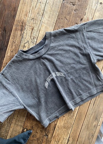 Yıkamalı Crop Tshirt