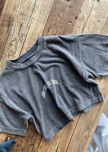 s Beden Yıkamalı Crop Tshirt