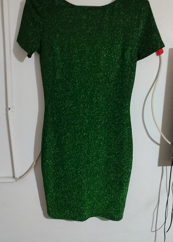 Simli Yeşil Mini Elbise