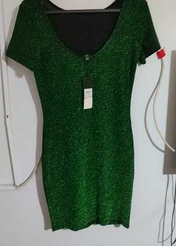 Koton Simli Yeşil Mini Elbise