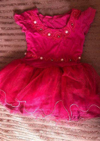 Pembe Tül Etekli Kız Çocuk Elbise - Görsel 17