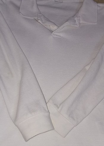 Erkek çocuk Beyaz Uzun Kollu Polo Yaka Sweatshirt - Görsel 2