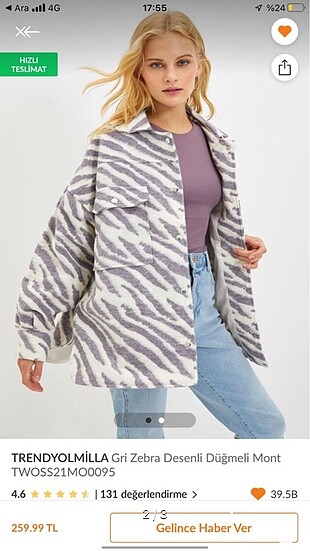 Lila Zebra Desenli Düğmeli Ceket