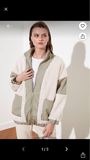 Peluş Gabardin Blok Oversize Mont