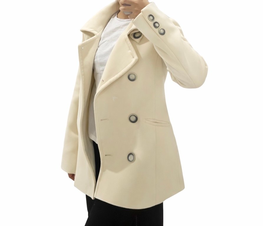 Düğmeli Beyaz Midi Kadın Palto - Görsel 2