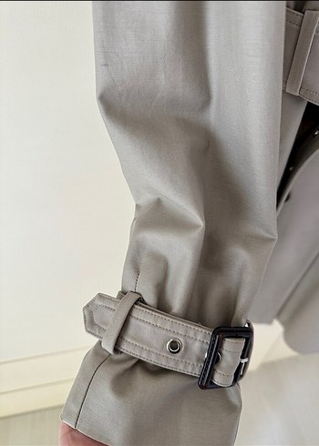 Bej Düğmeli Midi Kadın Trençkot - Görsel 3