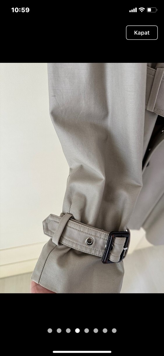 Bej Düğmeli Midi Kadın Trençkot - Görsel 3