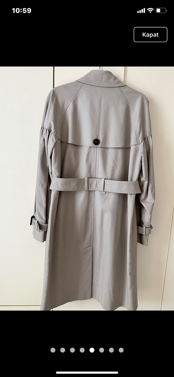 Bej Düğmeli Midi Kadın Trençkot - Görsel 2