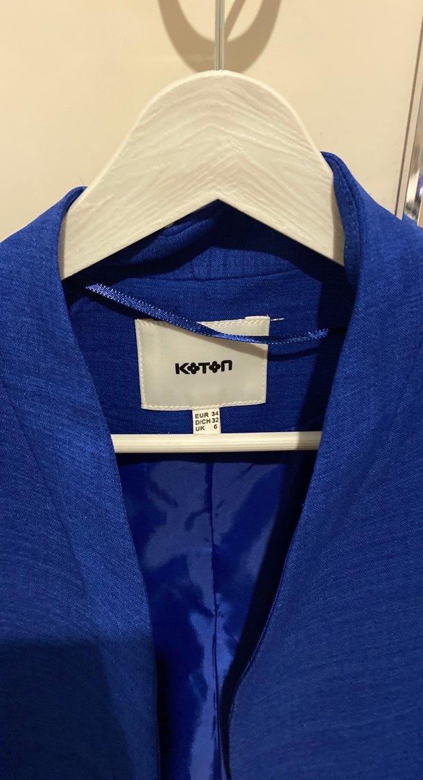 Düğmeli Mavi Kadın Blazer Ceket - Görsel 3