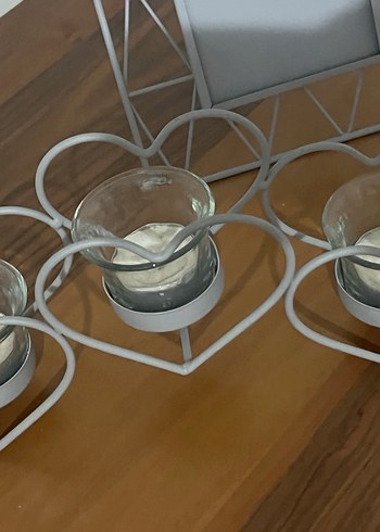 Gri Metal Kalp Şeklinde Mumluk - Görsel 2