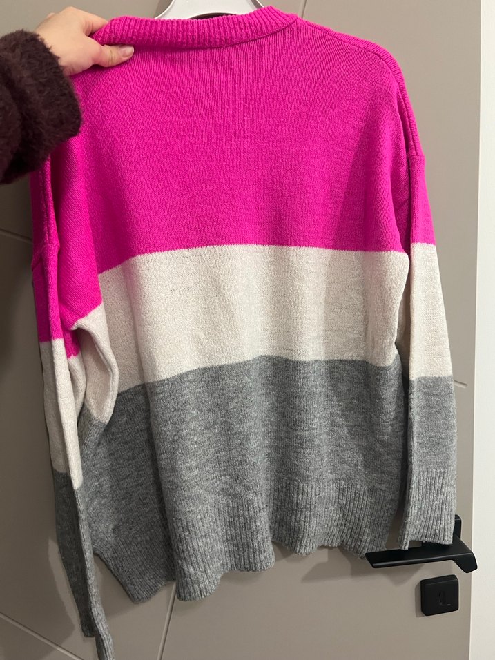 Renkli Çizgili Kadın Triko Kazak - Görsel 3