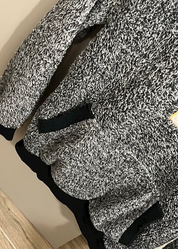 Kız Çocuk Gri Kapüşonlu Örme Sweatshirt - Görsel 2