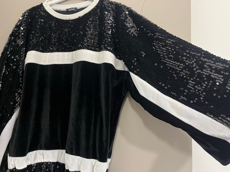 Siyah Payetli Uzun Kollu Kadın Elbise - Görsel 2