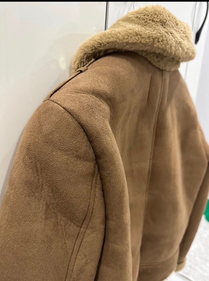 Kahverengi Kürklü Süet Kadın Ceket - Görsel 4