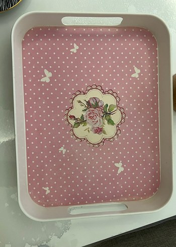 Pembe kelebekli Tepsi - Görsel 2