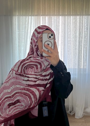 Diğer Bordo Dalga Desen Soft Pamuk Şal