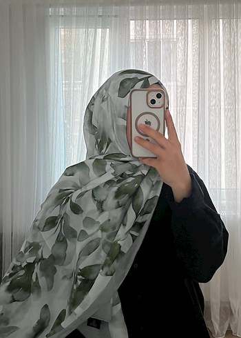 Yeşil Çiçek Desen Soft Pamuk Şal