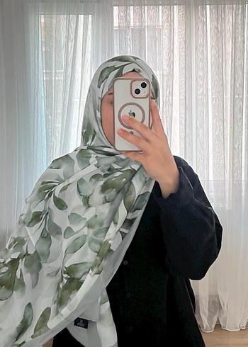 Diğer Yeşil Çiçek Desen Soft Pamuk Şal