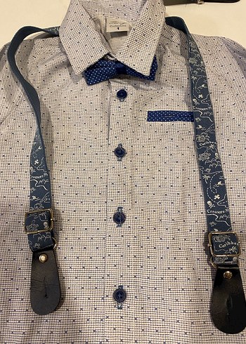 Mavi Baskılı Kot Askılı Çocuk Kemer - Görsel 2