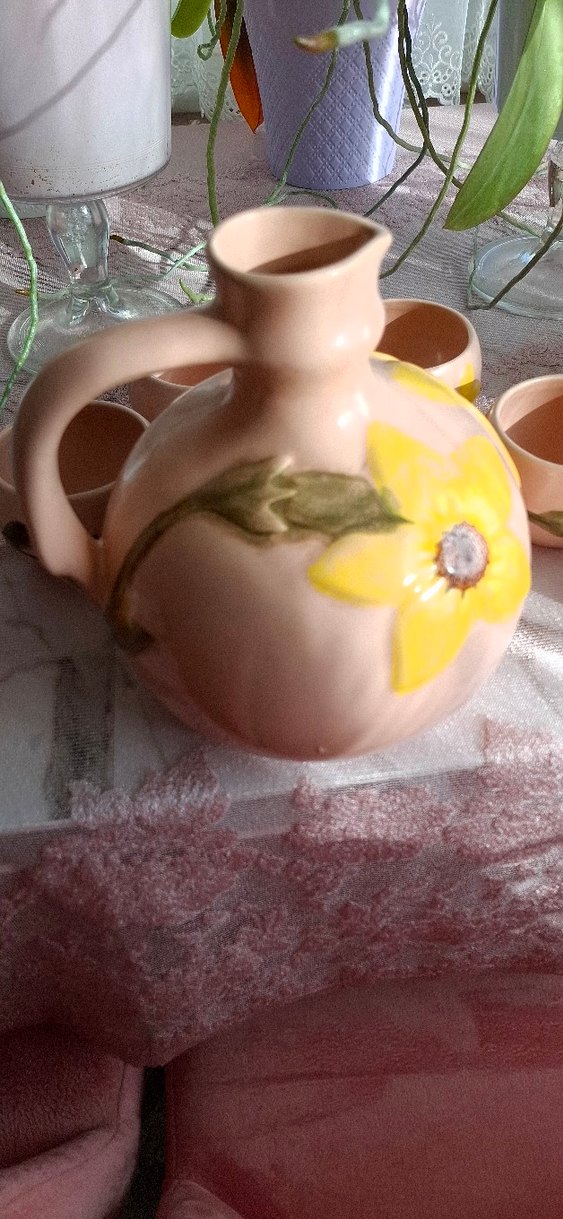 Pastel Bej Çiçek Desenli Seramik Çay Seti - Görsel 2