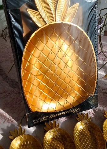 Altın Renkli Parlak Ananas Tepsi ( Çerezlik ) - Görsel 2