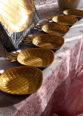 Altın Renkli Parlak Ananas Tepsi ( Çerezlik ) - Görsel 3