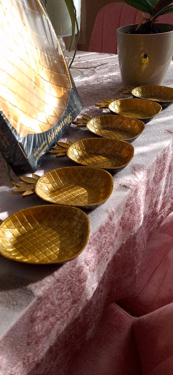 Altın Renkli Parlak Ananas Tepsi ( Çerezlik ) - Görsel 3