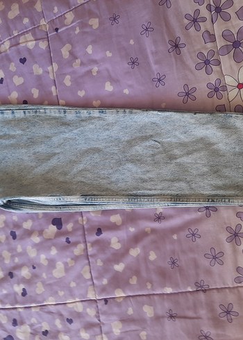 Gri Bağlama Desenli Düğmeli Bol Kesim Kot Pantolon - Görsel 2