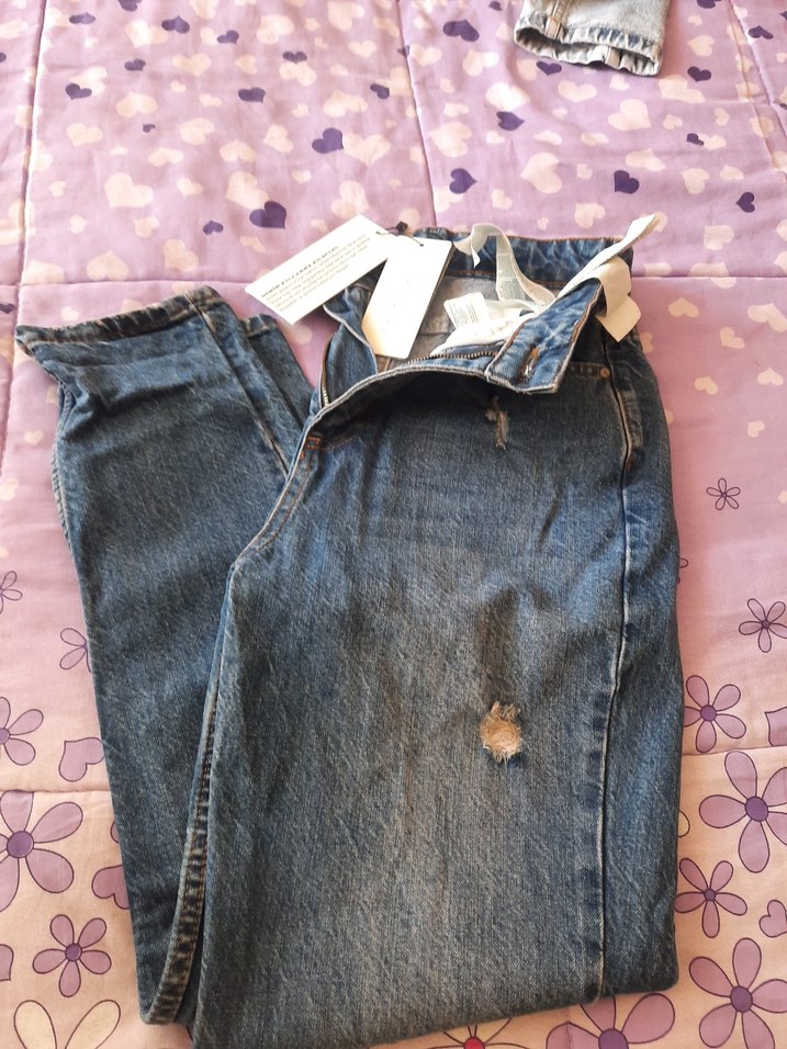 Mavi Düğmeli Rahat Kesim Kadın Kot Pantolon - Görsel 3