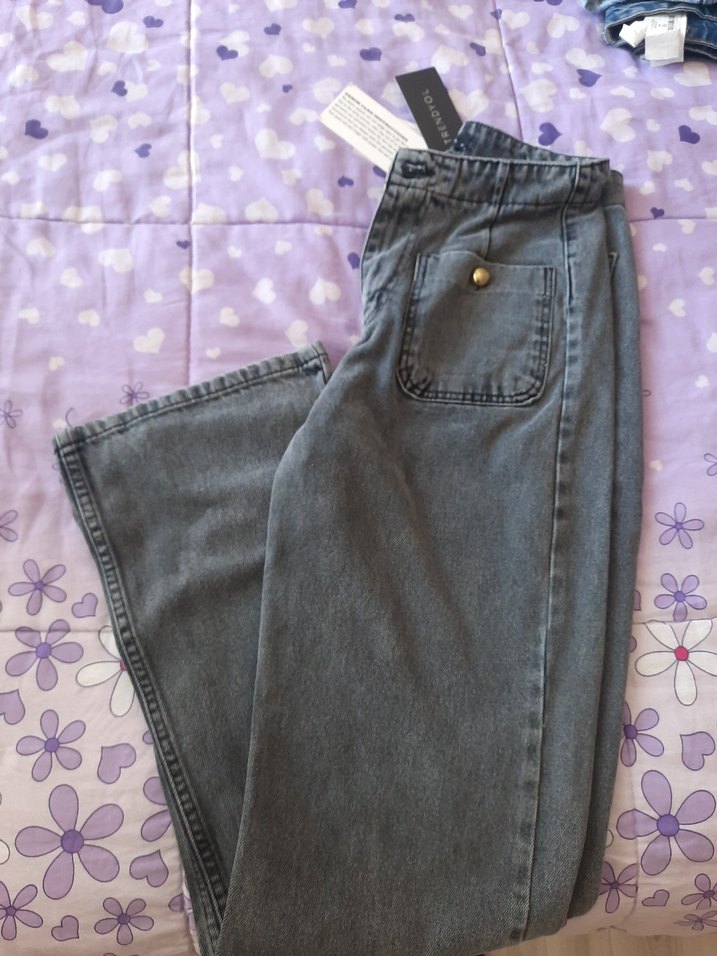 Gri Loose Fit Midi Denim Kadın Jean - Görsel 4