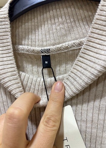 Bej Uzun Kollu Triko Kadın Elbise - Görsel 3