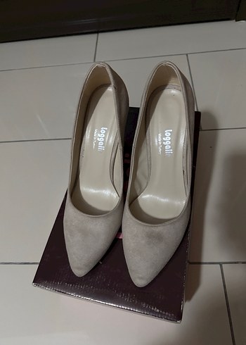 Bej Süet Kadın Topuklu Ayakkabı - Görsel 4