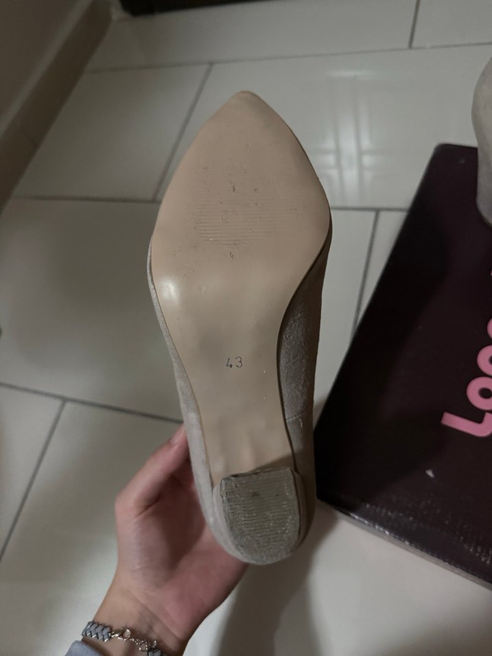 Bej Süet Kadın Topuklu Ayakkabı - Görsel 3