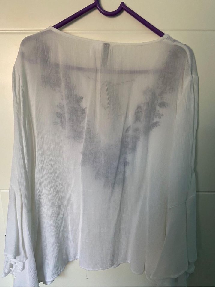 BEYAZ NAKIŞ İŞLEMELİ BLUZ - Görsel 3