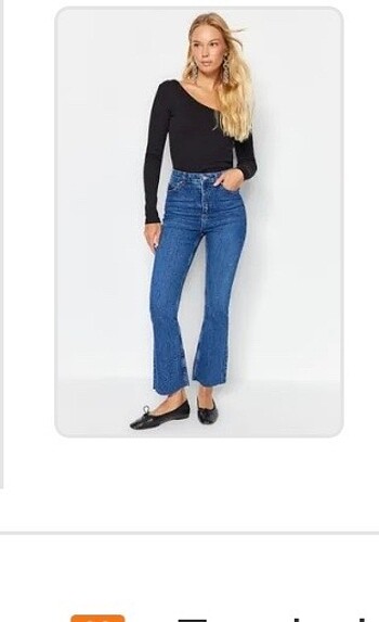 Koyu mavi yüksek bel crop flare jeans 
