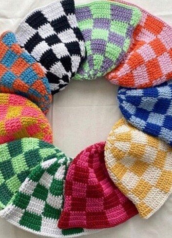 Damalı bucket şapka