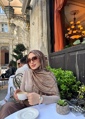 Bohem Tarzı Gri Camel Drapeli Kadın Şal - Görsel 2