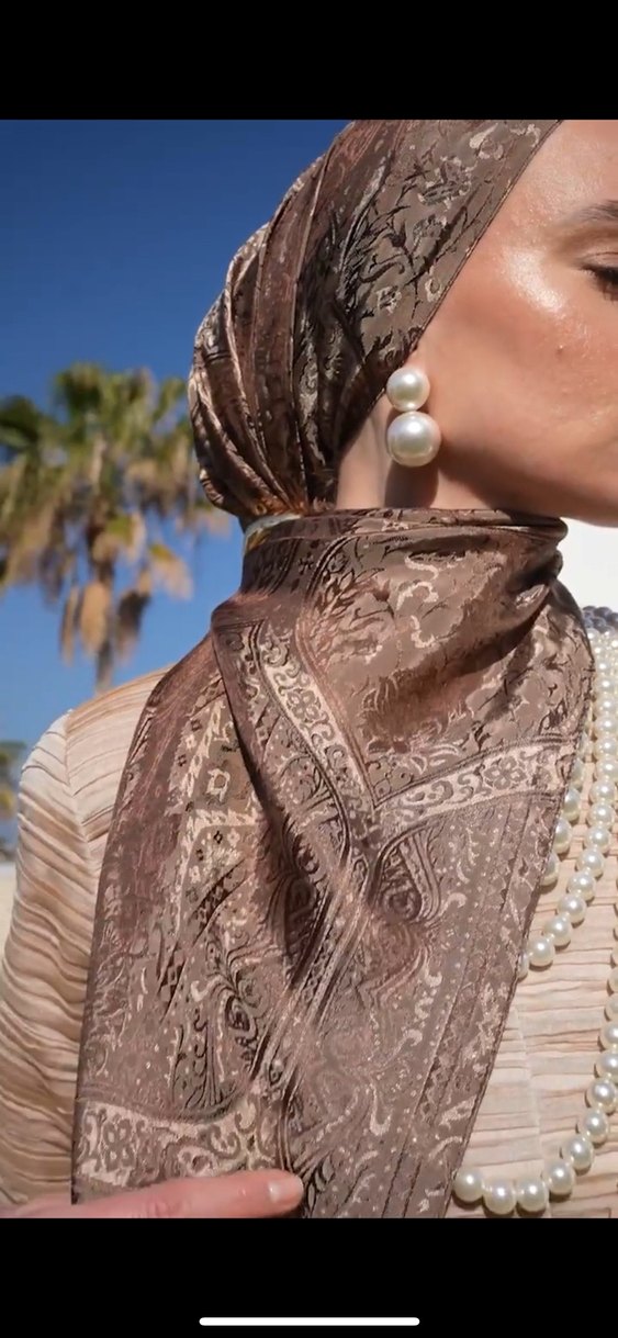 Bohem Tarzı Gri Camel Drapeli Kadın Şal - Görsel 4