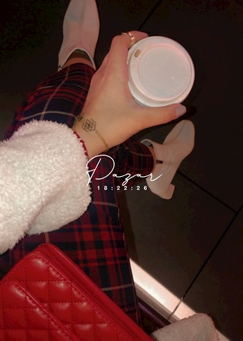 Kadın Kırmızı Ekose Pilili Kumaş Pantolon - Görsel 2