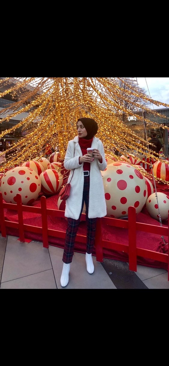 Kadın Kırmızı Ekose Pilili Kumaş Pantolon - Görsel 5