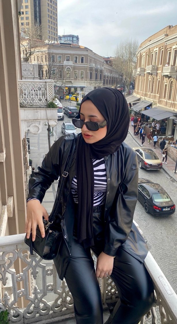 Deri siyah gömlek - Görsel 5