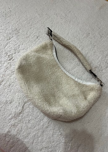 Beyaz Peluş Kadın Omuz Çantası - Görsel 2