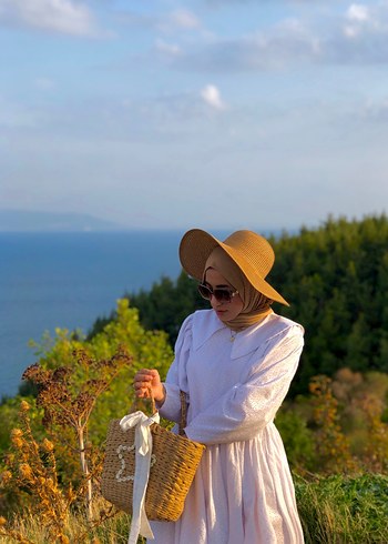 Zara Kadın Beyaz Keten Bohem Uzun Elbise