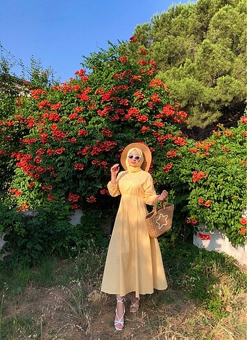 l Beden sarı Renk Pötü kare sarı elbise