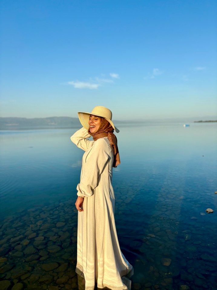 Uzun Beyaz Bohem Pamuk Elbise - Görsel 2