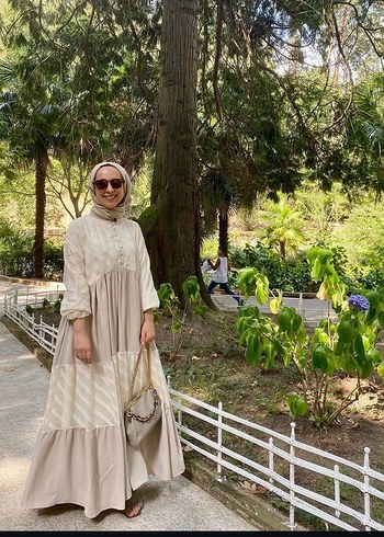 Fushya marka Bej Uzun Bohem Salaş Elbise - Görsel 2